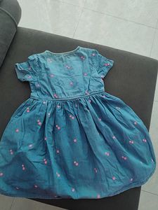 Girls' Blue Denim Flower Dress