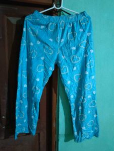 length 34half,Blue Heart Print Pyjama Bottoms
