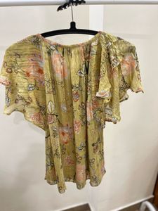Ramy Brook Flutter Sleeve Yellow Floral Blouse