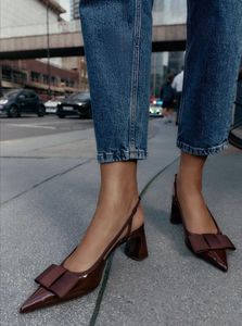 Zara Bow Detail Slingback Heels- size 37