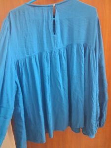 Blue Embroidered Long Sleeve Top