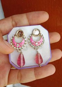 Charming Pearl &amp; Pink Stone Jewellery Set
