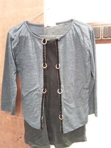 Stylish Grey Open Front Top