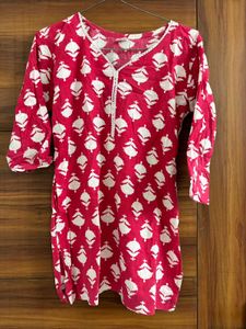 Vibrant Pink Block Print Kurta