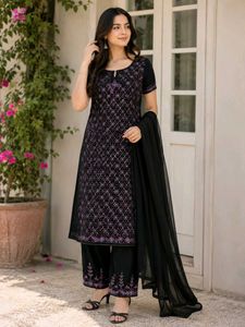 Elegant Black Embroidered Kurta Set