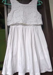 White Eyelet Top Layered Dress