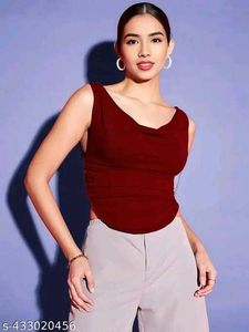 Stylish Sleeveless Burgundy Top