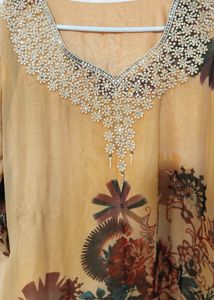 Elegant Beaded Neckline Ethnic Gown