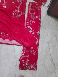 Pakistani maroon Floral Kurta Set