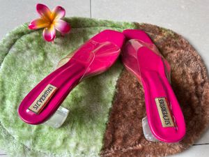 Pink Clear Heel Mules - Size 36