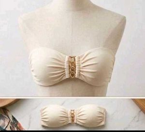 Strapless Bikini Top with Gold Detail
