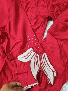 Vibrant Dark Pink Kurta with  Floral design