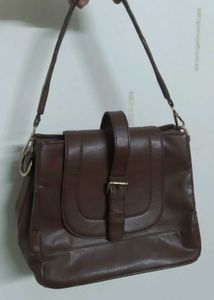 Classic Brown Faux Leather Shoulder Bag