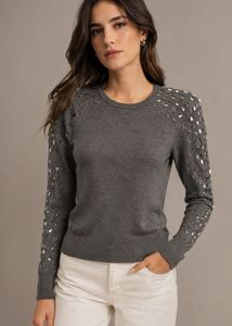 Embellished Grey Sweater