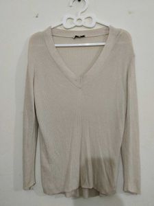 Ribbed V-Neck Sweater