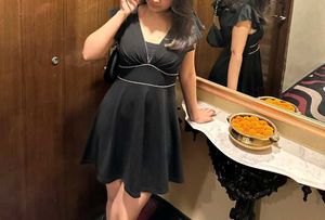 Black Rhinestone Detail Skater Dress