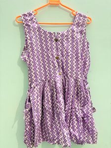 Purple Chevron Print Sleeveless Dress