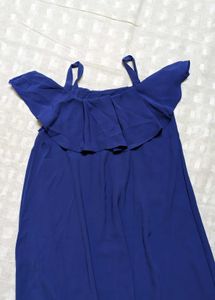 Off-Shoulder Ruffle Blue Dress