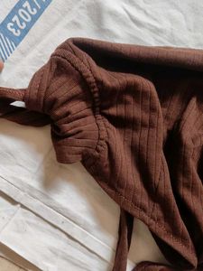 Ribbed Knit Tie Back Crop Top