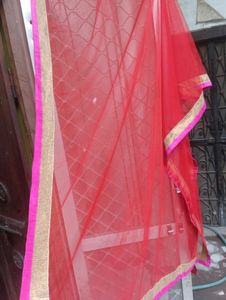 Beautiful Red Kurti With Lahanga And Dupatta