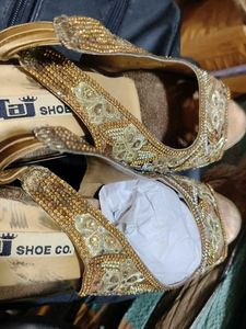 Elegant Embellished Gold Heels