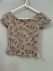 ‘Barely used’ Smocked Floral Off-Shoulder Top