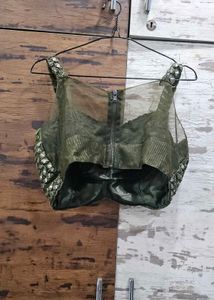Elegant Olive Green Saree with Embellished Blouse