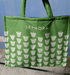 Sephora Quilted Puffy Green Tote Bag