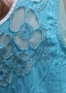 Blue Floral Applique Top