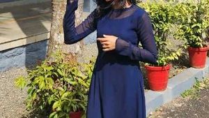 Elegant Navy Blue Anarkali Gown
