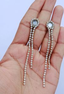Kundan chain tassel earrings