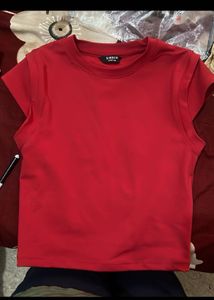 Shein Red Cropped Padded Shoulder Top