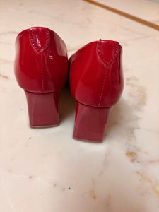 Elegant Red Patent Block Heels