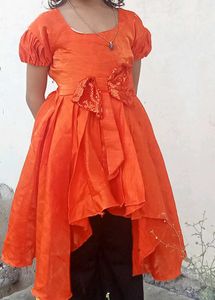 Vibrant Orange Party Dress for Girls