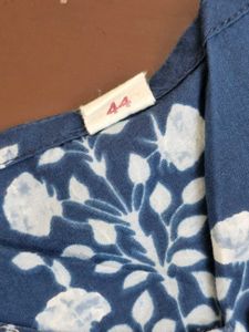 Blue Floral Print Kurta Set with Dupatta