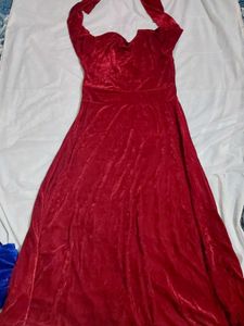 Elegant Velvet V-Neck Maxi Dress