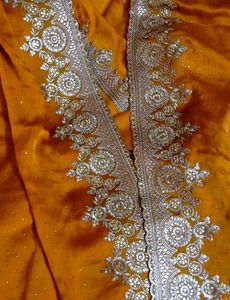 Embroidered Mustard Yellow Saree