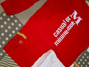 Red Casual Top &amp; Pink Pants Set
