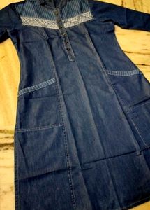 Denim 2 Pockets Embroidery Kurta