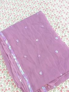 Lavender Georgette Sequin Work Party Wear Saree