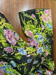 Sheer Floral V-Neck Button-Up Blouse