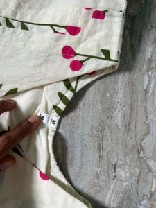 White Floral Print Kurta Set