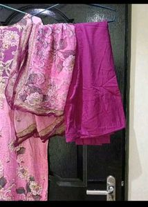 pink lawn cotton  suit set