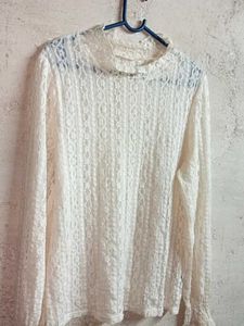Elegant Lace Mock Neck Top Sheer