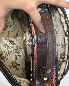 Multicolor Woven Sling Bag with Adjustable Strap