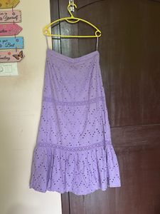 Lavender Eyelet Midi Skirt