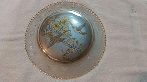 Decorative Glass Plate with Bird Design