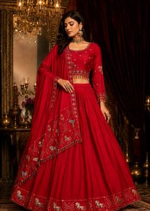 Stunning Red Embellished Lehenga Choli