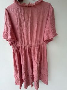 Baby Pink V Neck Cotton Dress