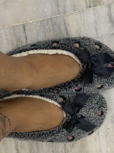 Cozy Fuzzy Slippers with Bow Detail